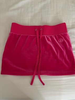 I.AM.GIA Hot Pink Velour Drawstring Mini Skirt